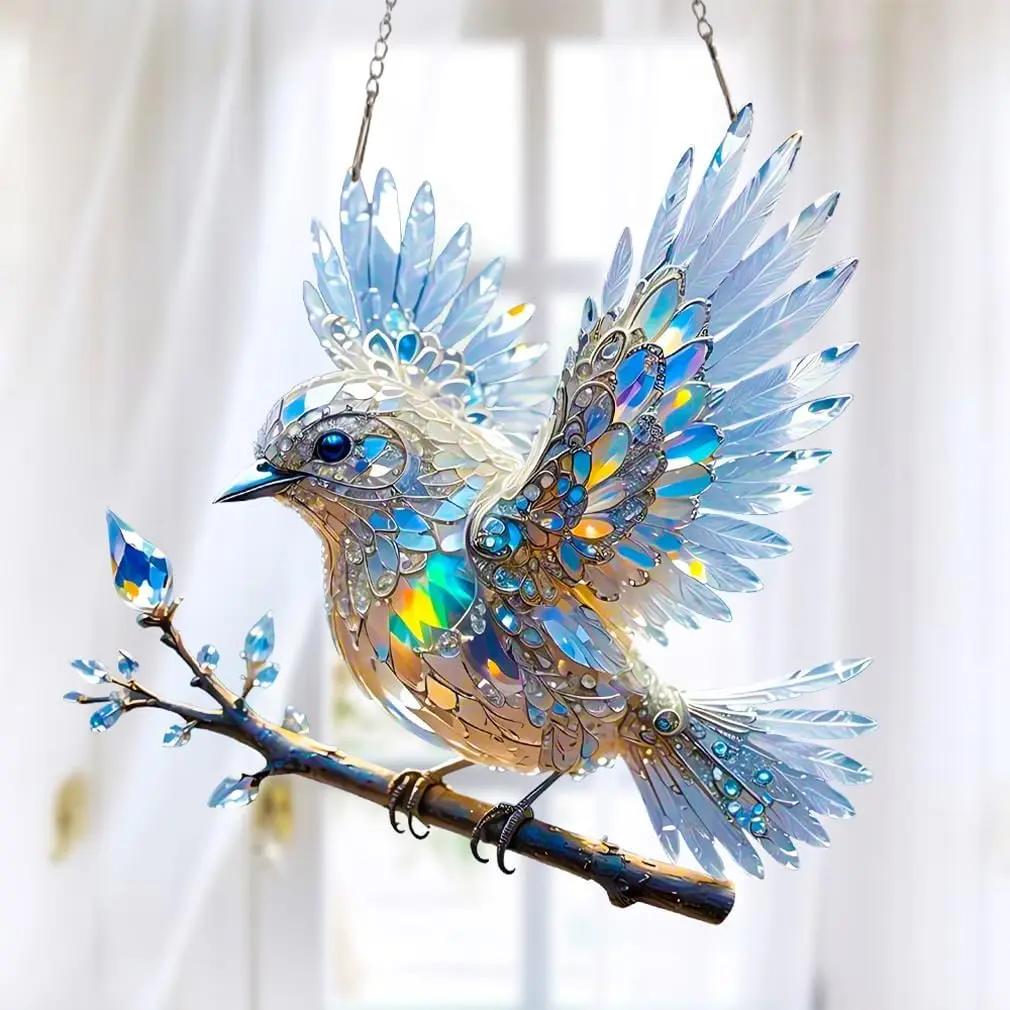 Adorno Colgante Atrapasoles para Ventana con Pájaro y Cadena