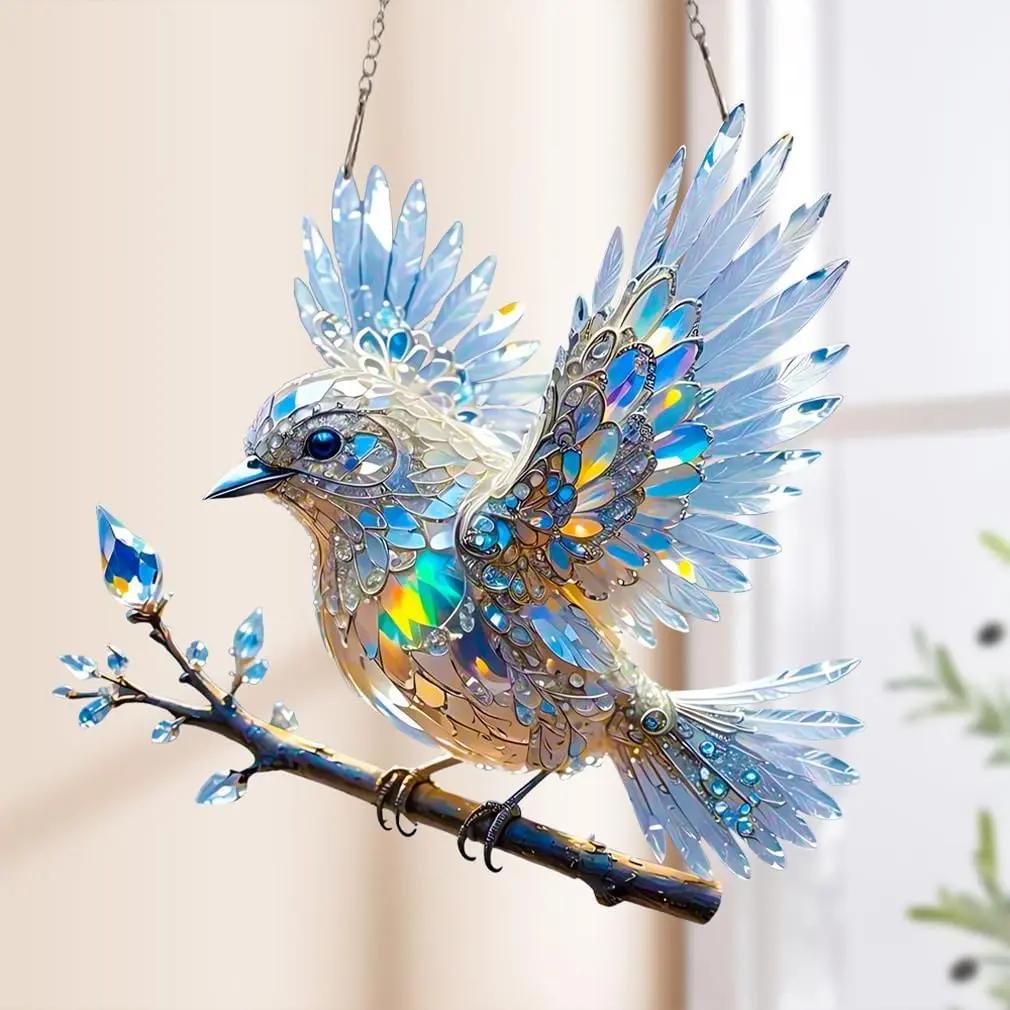 Adorno Colgante Atrapasoles para Ventana con Pájaro y Cadena