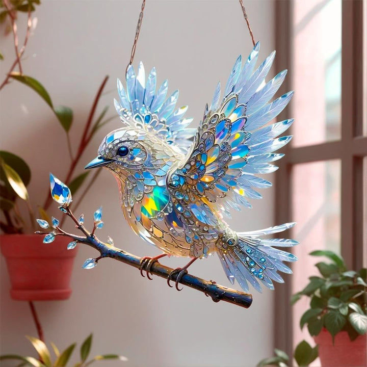 Adorno Colgante Atrapasoles para Ventana con Pájaro y Cadena