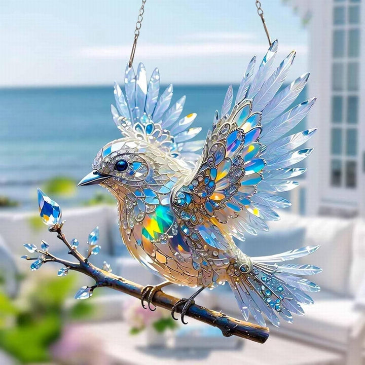 Adorno Colgante Atrapasoles para Ventana con Pájaro y Cadena