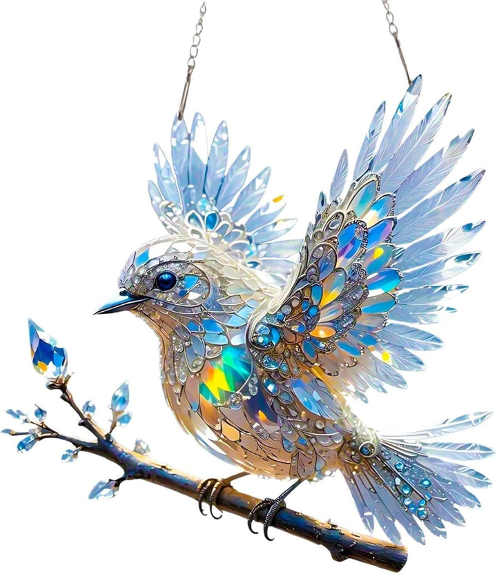 Adorno Colgante Atrapasoles para Ventana con Pájaro y Cadena