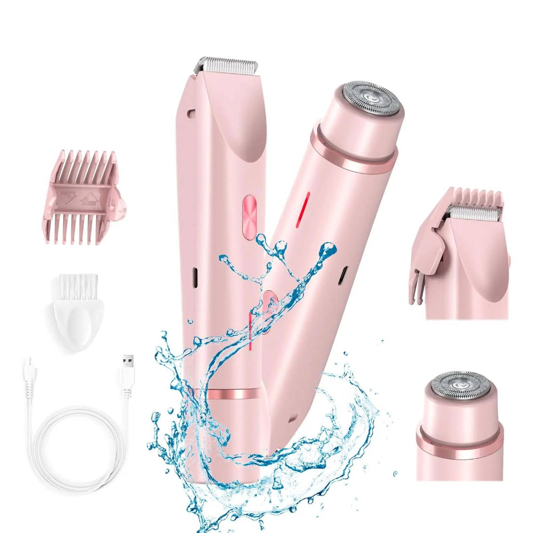 Afeitadora Eléctrica 2 en 1 para Mujer con Recortadora Recargable y Cabezal de Afeitado Giratorio