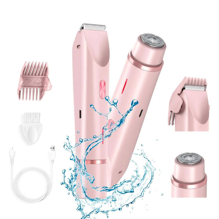 Afeitadora Eléctrica 2 en 1 para Mujer con Recortadora Recargable y Cabezal de Afeitado Giratorio