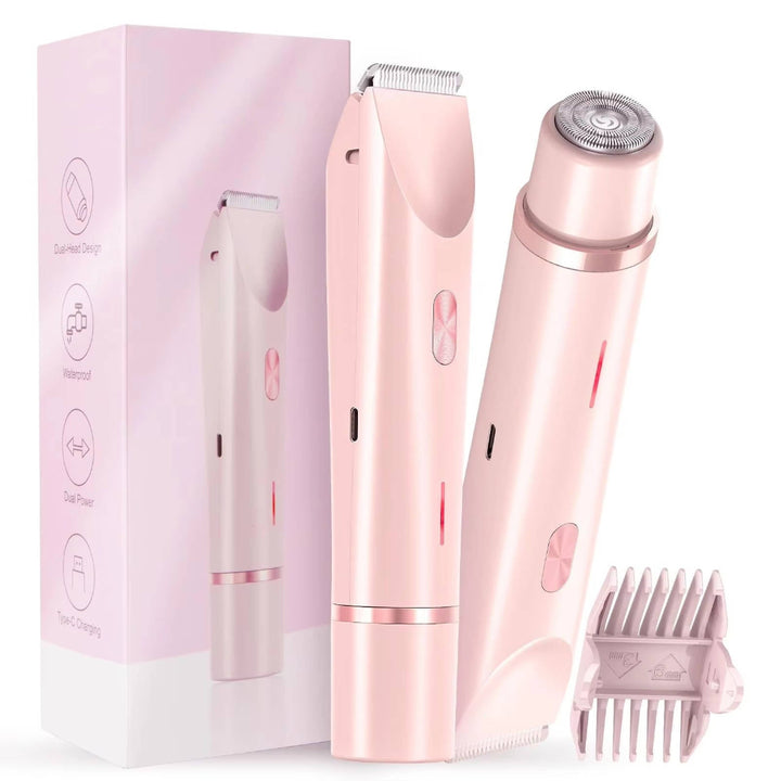 Afeitadora Eléctrica 2 en 1 para Mujer con Recortadora Recargable y Cabezal de Afeitado Giratorio