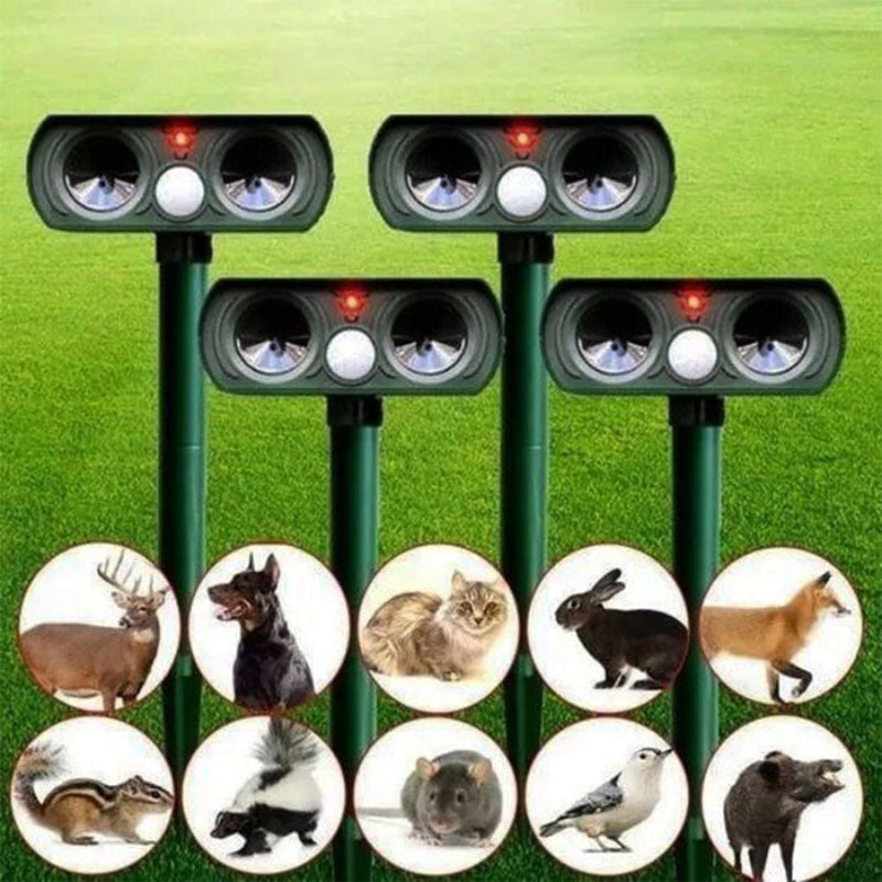 Ahuyentador Ultrasónico Solar para Animales con Sensor de Movimiento