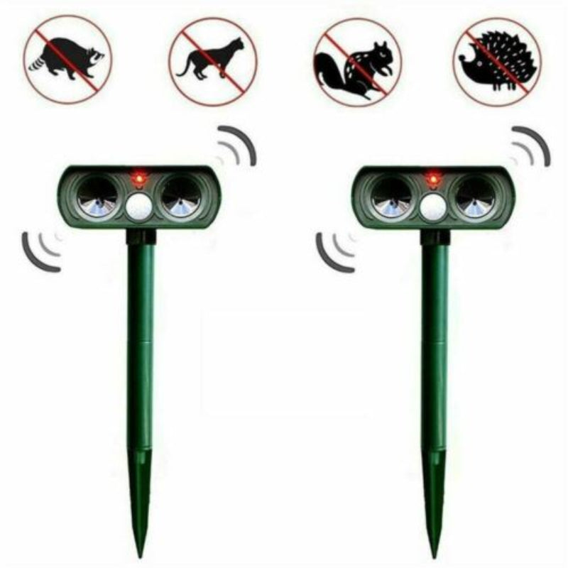  Ahuyentador Ultrasónico Solar para Animales con Sensor de Movimiento