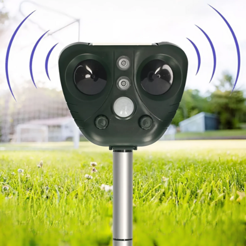 Ahuyentador Ultrasónico Solar para Animales con Sensor de Movimiento para Jardín