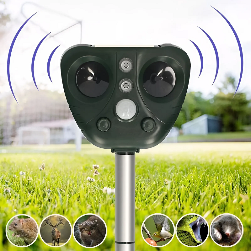 Ahuyentador Ultrasónico Solar para Animales con Sensor de Movimiento para Jardín