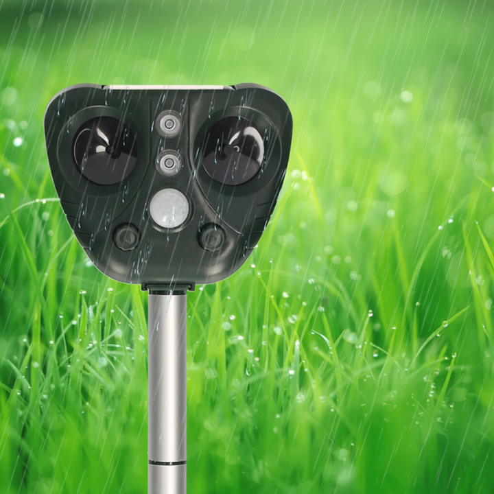 Ahuyentador Ultrasónico Solar para Animales con Sensor de Movimiento para Jardín