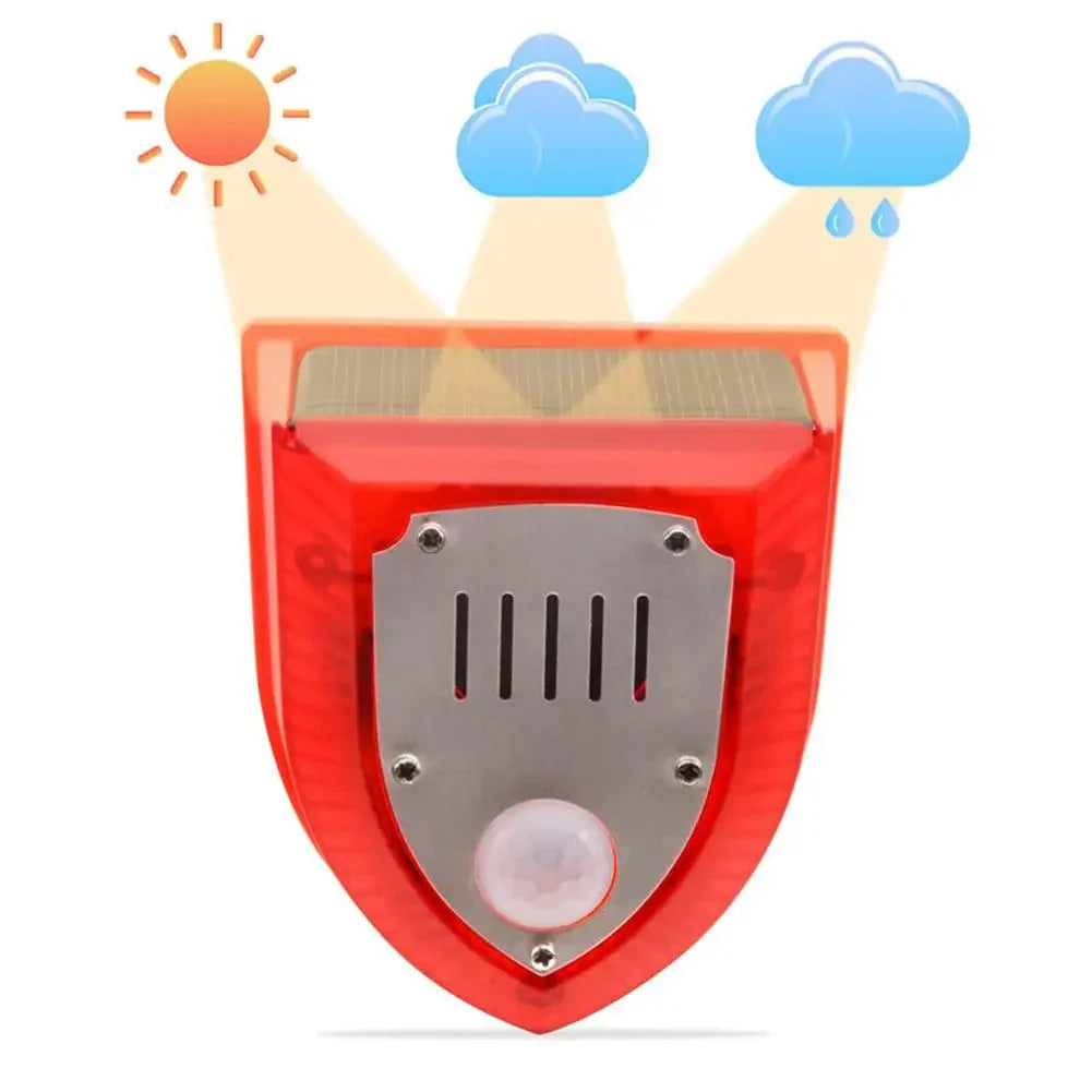Alarma Solar con Sensor de Movimiento, Sirena y Luz Estroboscópica para Exterior