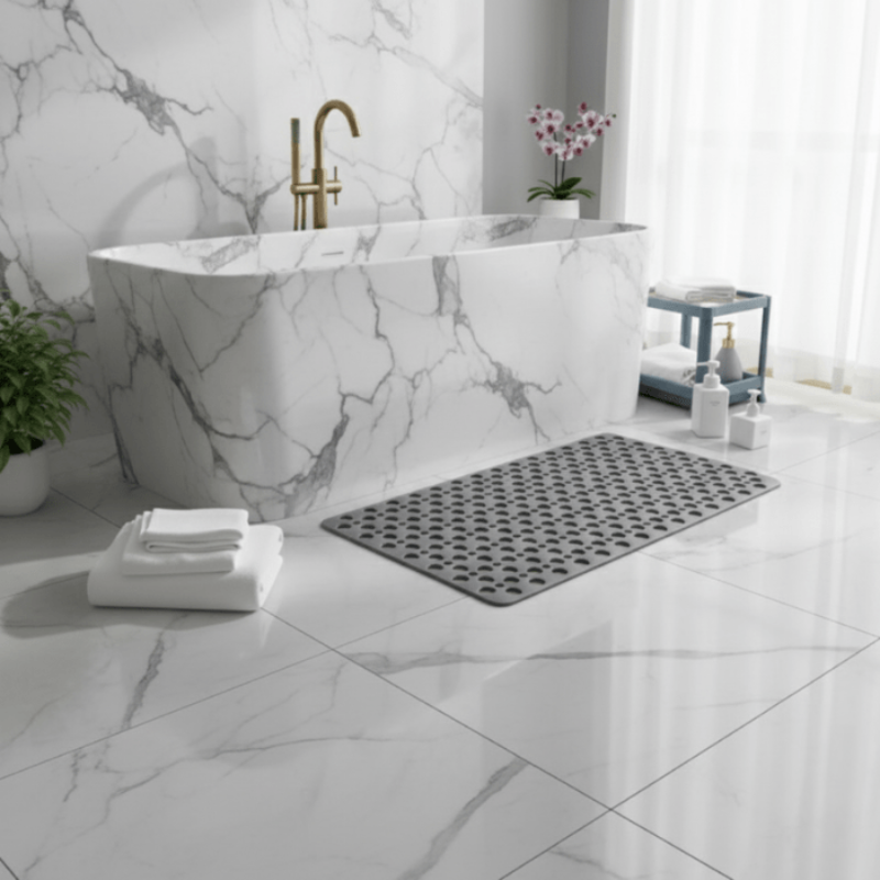 Alfombrilla de Baño Rectangular con Orificios de Drenaje y Superficie Texturizada