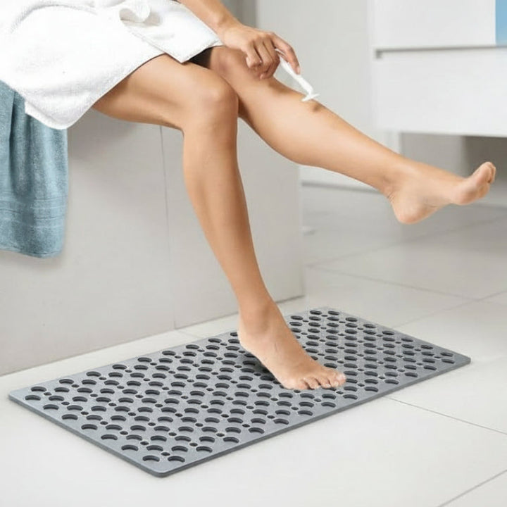 Alfombrilla de Baño Rectangular con Orificios de Drenaje y Superficie Texturizada