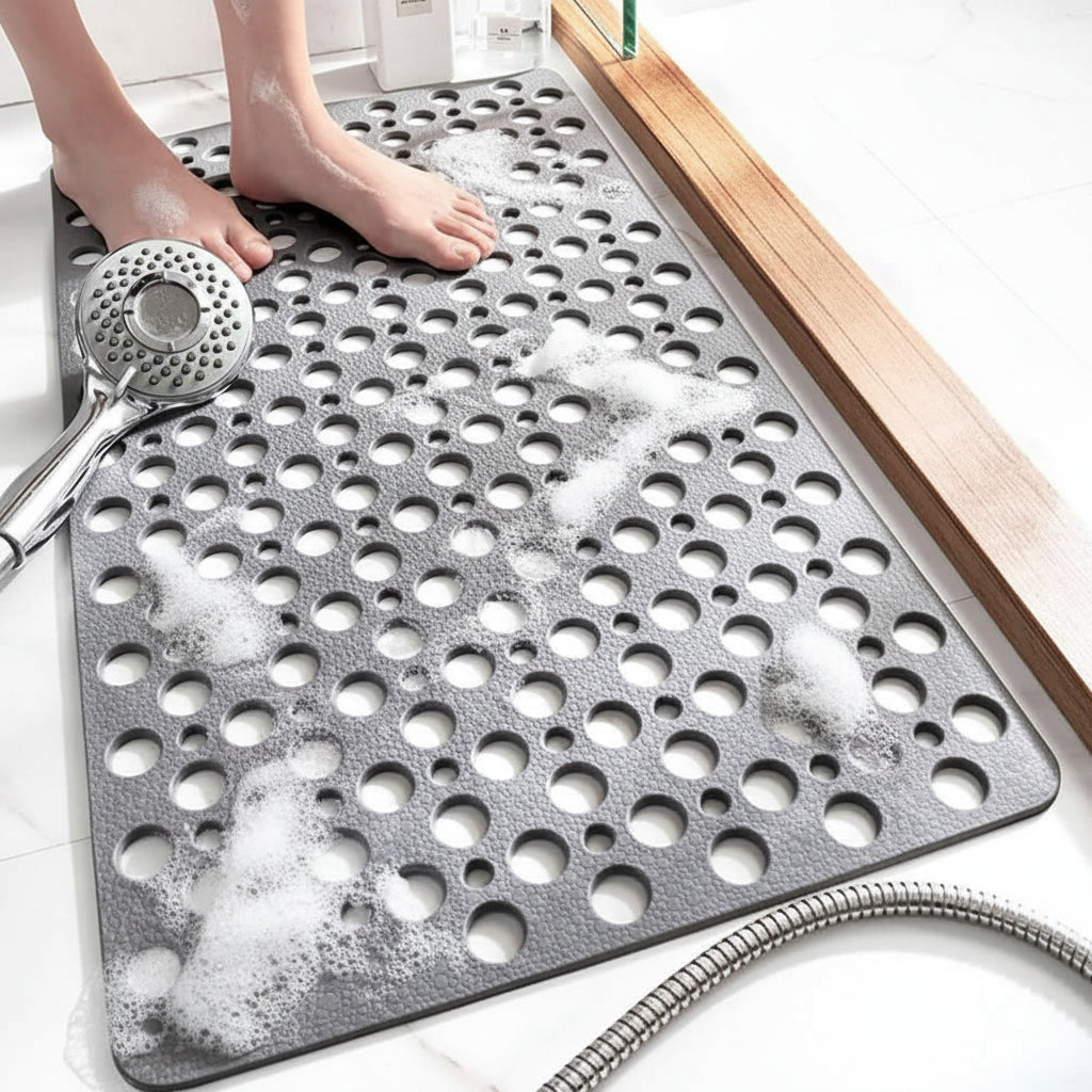 Alfombrilla de Baño Rectangular con Orificios de Drenaje y Superficie Texturizada