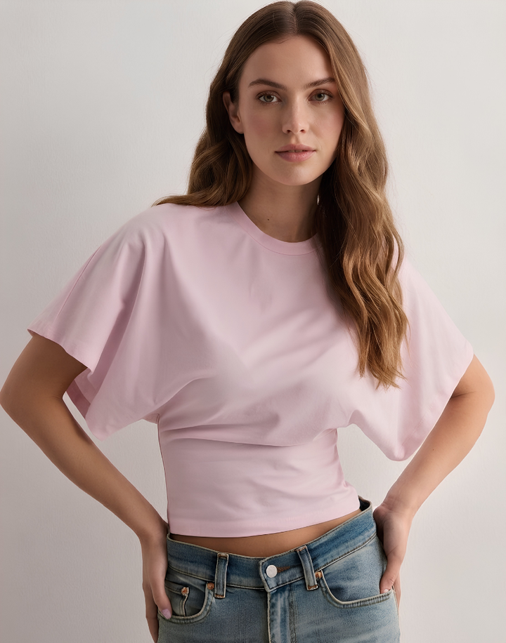 Blusa para Mujer con Manga Murciélago, Cintura Ajustada y Cuello Redondo
