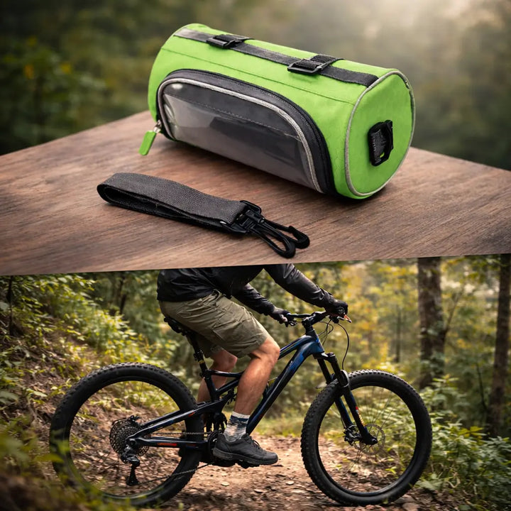 Bolsa para Manillar de Bicicleta con Ventana para Teléfono y Correa para el Hombro
