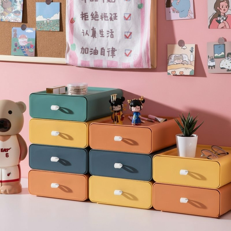 Caja de almacenamiento apilable con cajón - Varios colores