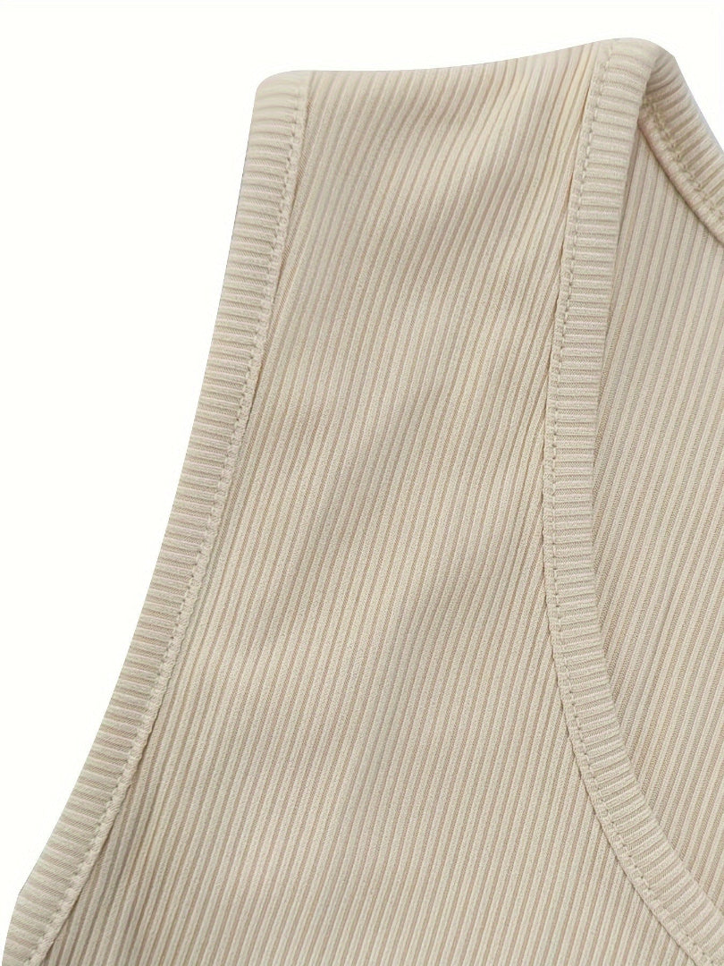 Camiseta de Tirantes Acanalada para Hombre con Cuello Redondo Amplio