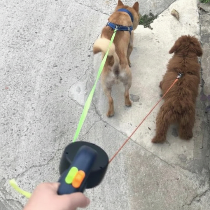 Correa Retráctil Doble para Perros