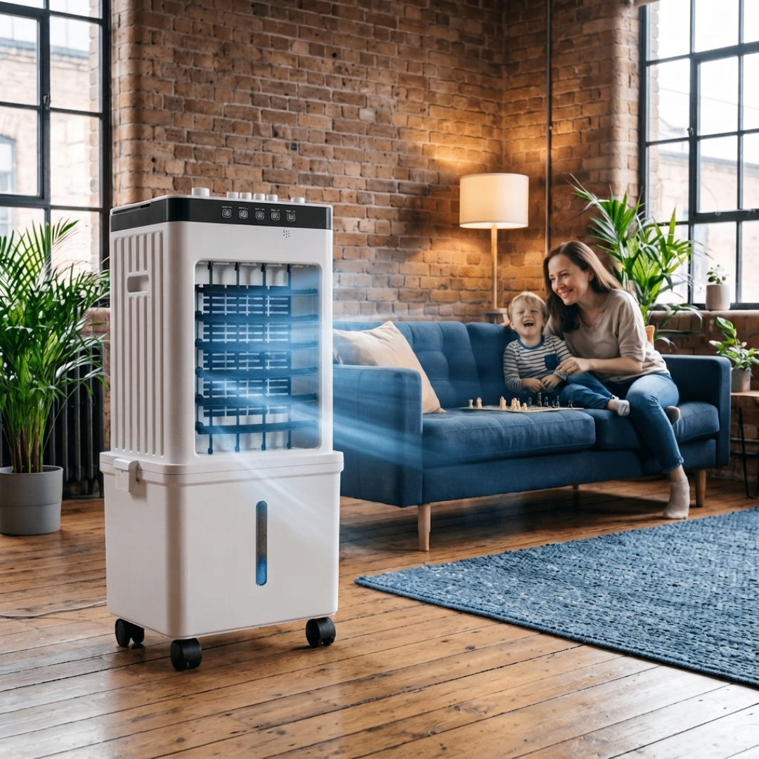 Enfriador de Aire Evaporativo Portátil con Ruedas