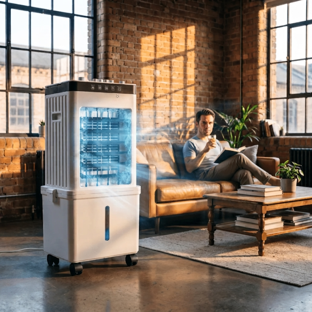 Enfriador de Aire Evaporativo Portátil con Ruedas