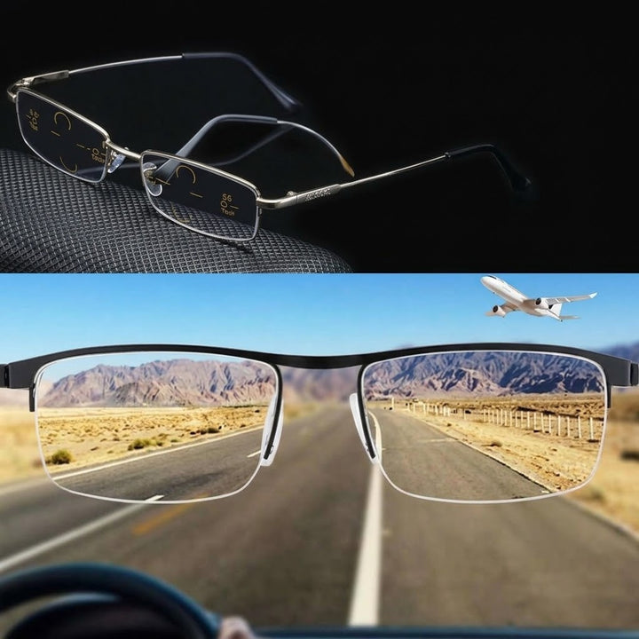 Gafas Multifocales de Montura Semi al Aire - Diseño Multizona