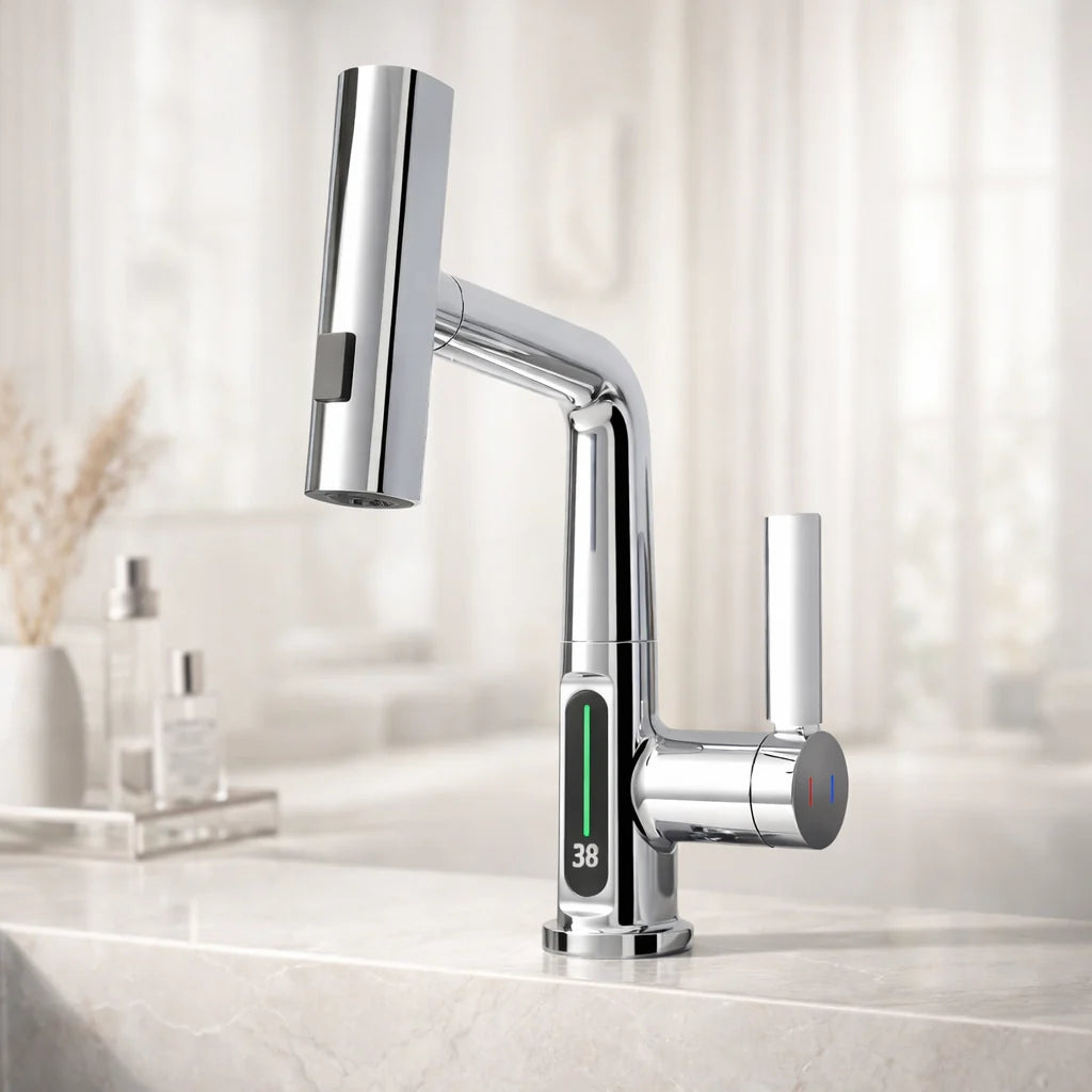 Grifo para Lavabo Extraíble con Pantalla Digital