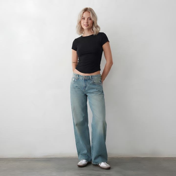 Jeans para Mujer de Tiro Bajo con Cinco Bolsillos