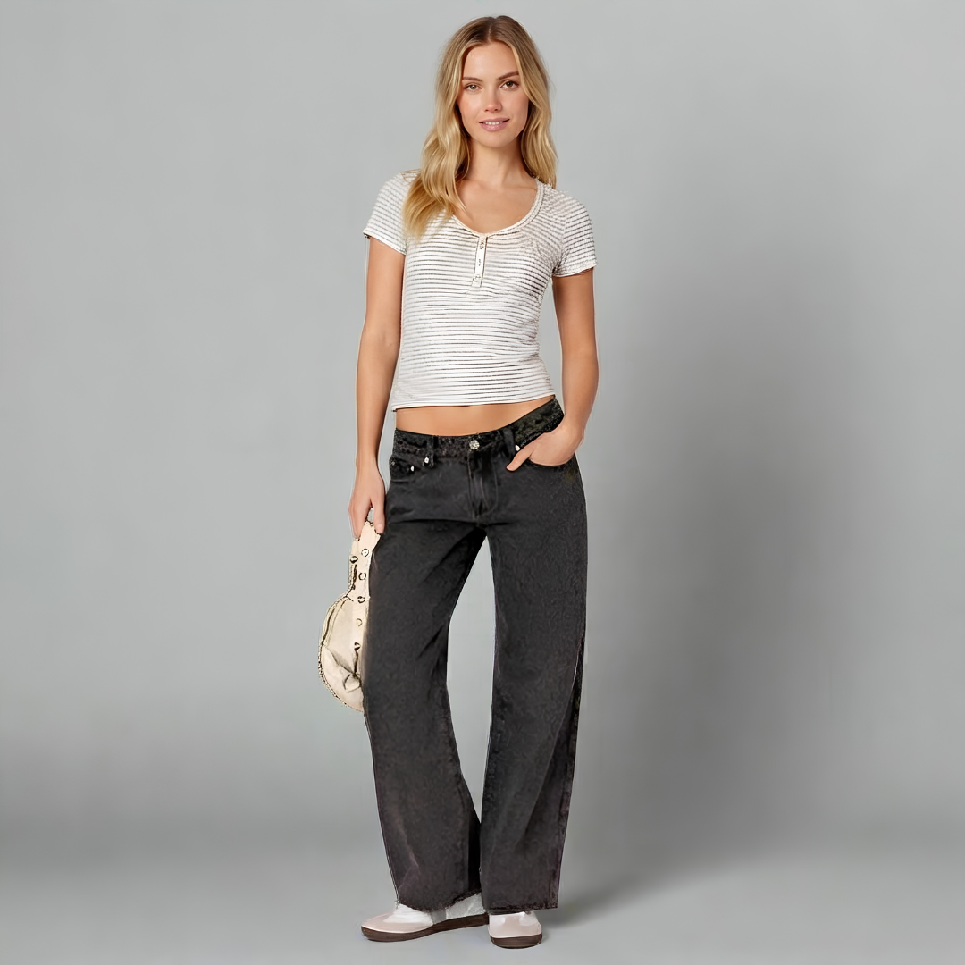 Jeans para Mujer de Tiro Bajo con Cinco Bolsillos