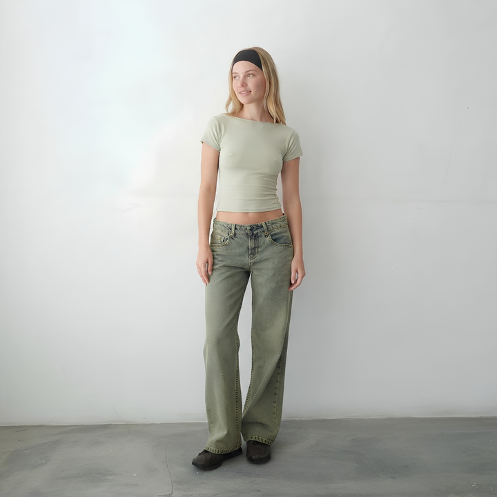 Jeans para Mujer de Tiro Bajo con Cinco Bolsillos