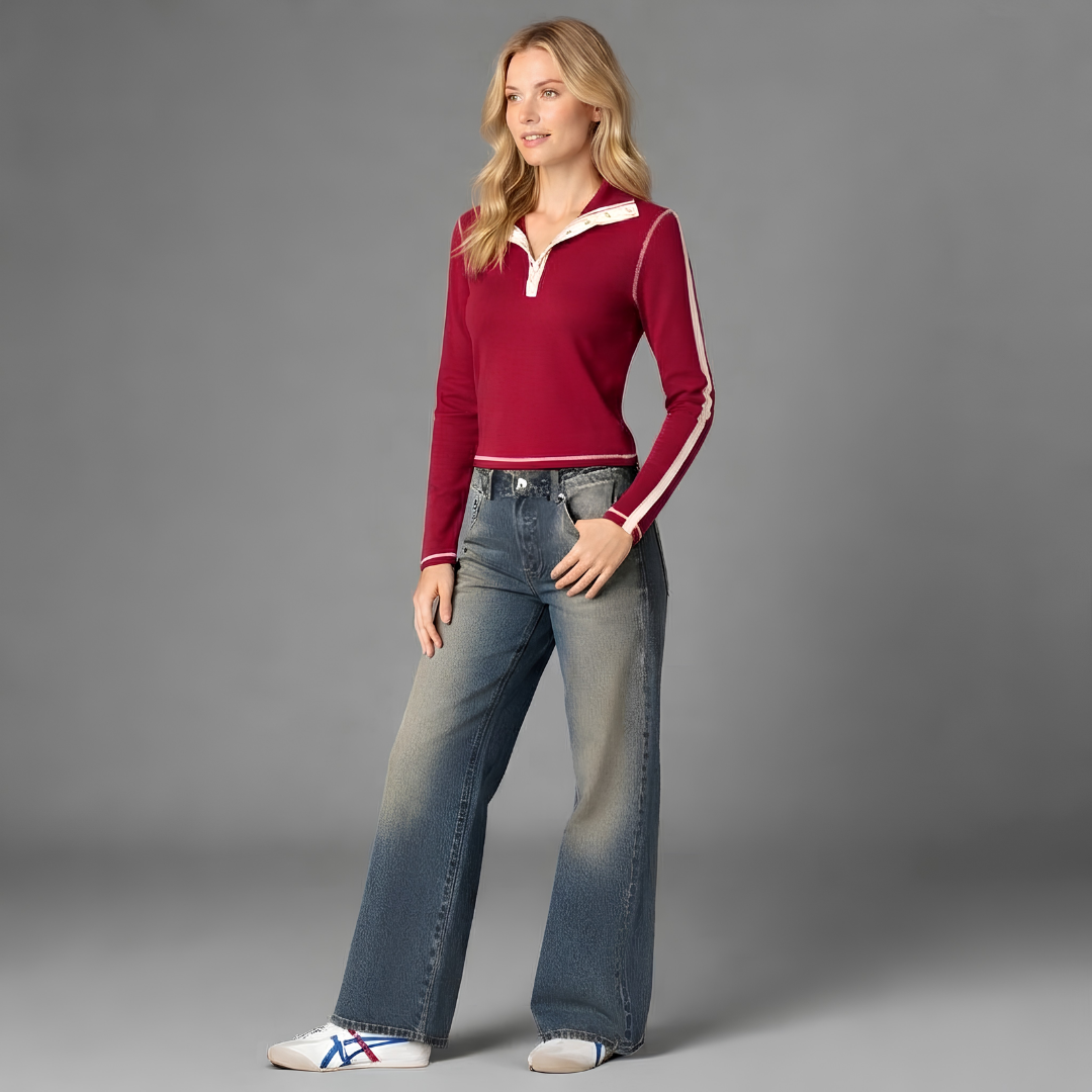 Jeans para Mujer de Tiro Bajo con Cinco Bolsillos