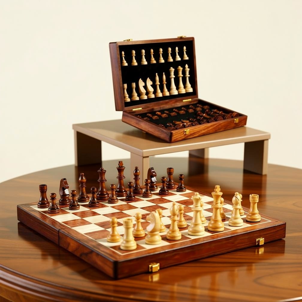 Juego de Ajedrez Plegable con Tablero y Almacenamiento