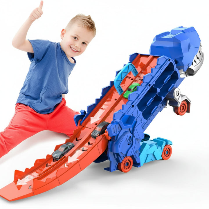 Juguete Transportador de Coches con Dinosaurio, Pista y Coches de Juguete