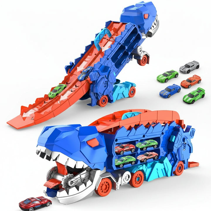 Juguete Transportador de Coches con Dinosaurio, Pista y Coches de Juguete