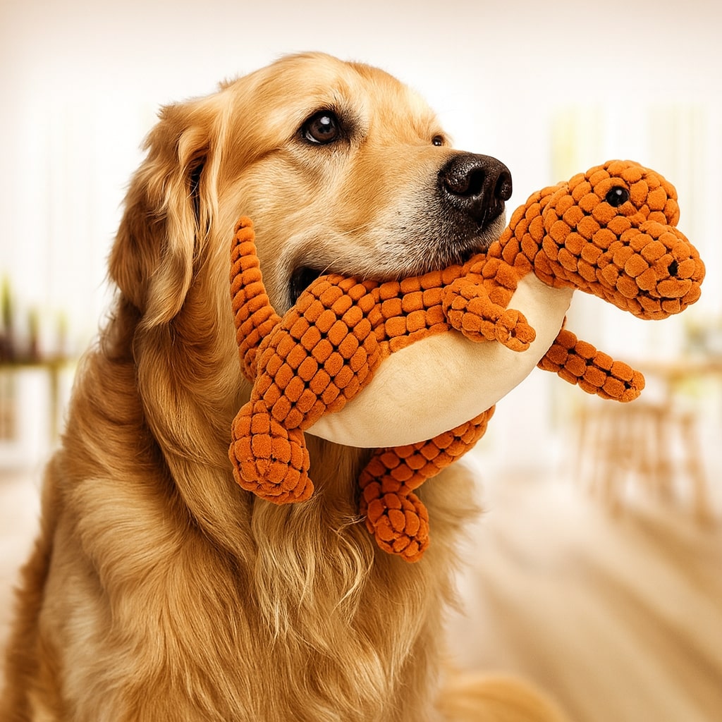 Juguete de Peluche para Perro con Forma de Dinosaurio y Chirrido