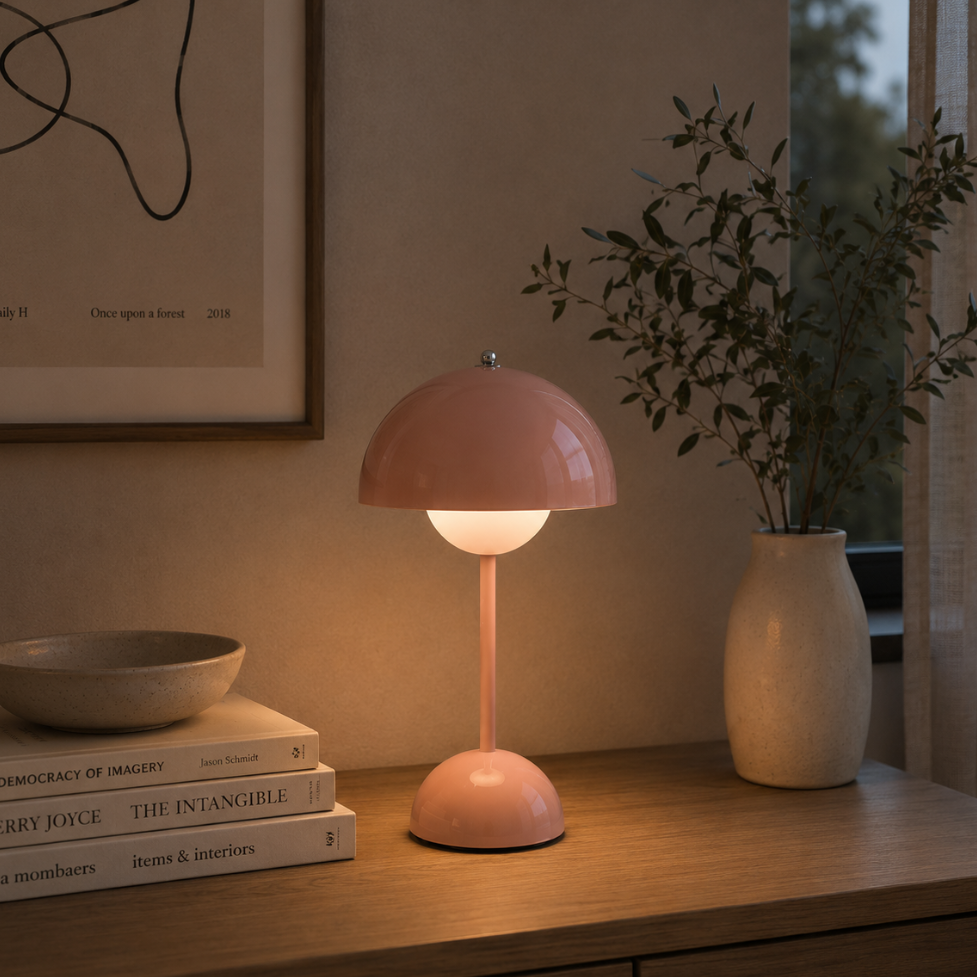 Lámpara de Mesa Inalámbrica Recargable con Pantalla Tipo Hongo