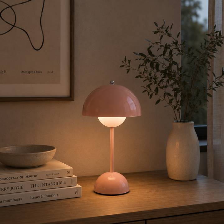 Lámpara de Mesa Inalámbrica Recargable con Pantalla Tipo Hongo