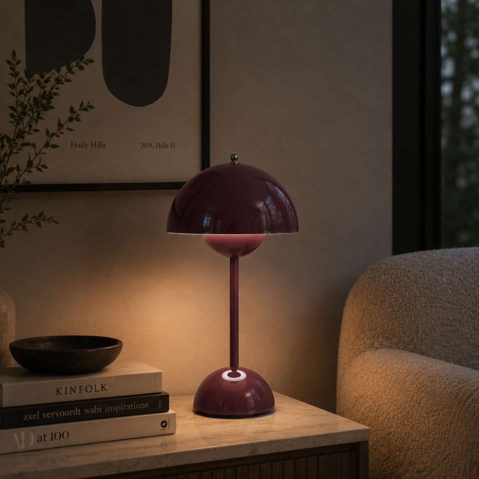 Lámpara de Mesa Inalámbrica Recargable con Pantalla Tipo Hongo