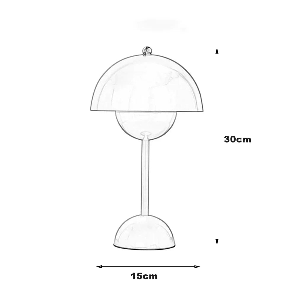 Lámpara de Mesa Inalámbrica Recargable con Pantalla Tipo Hongo