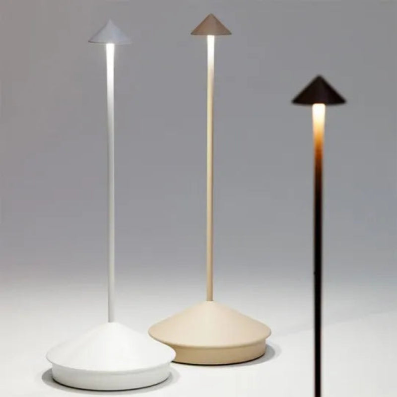 Lámpara de Mesa LED Inalámbrica con Varilla Delgada y Pantalla Cónica