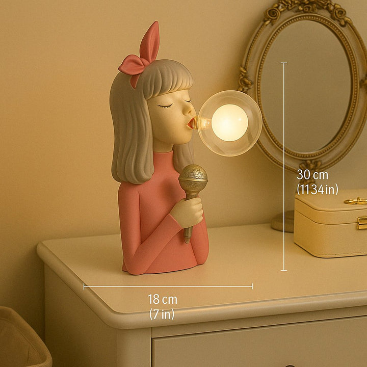 Lámpara de Mesa con Figura Decorativa y Pantalla Esférica