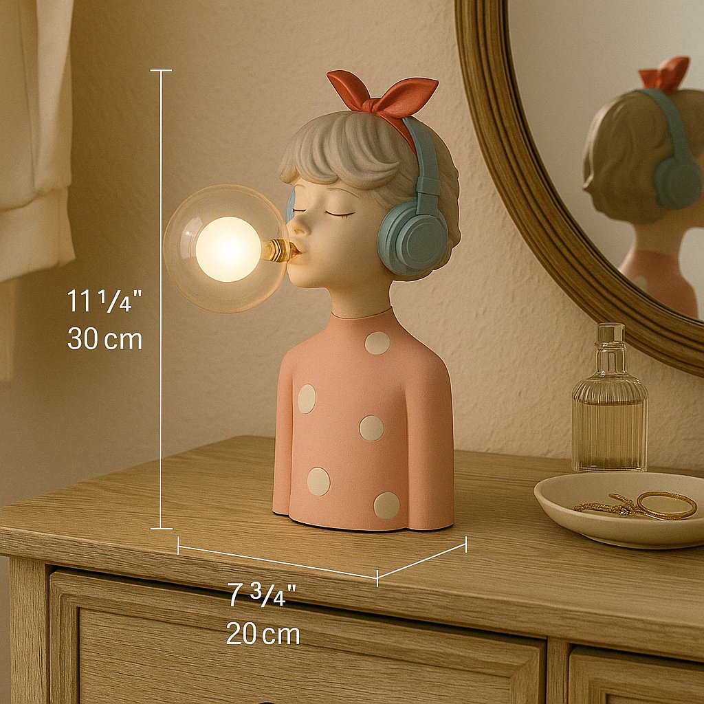 Lámpara de Mesa con Figura Decorativa y Pantalla Esférica