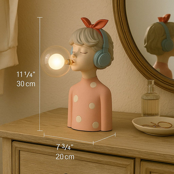 Lámpara de Mesa con Figura Decorativa y Pantalla Esférica