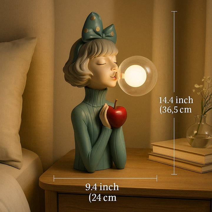 Lámpara de Mesa con Figura Decorativa y Pantalla Esférica