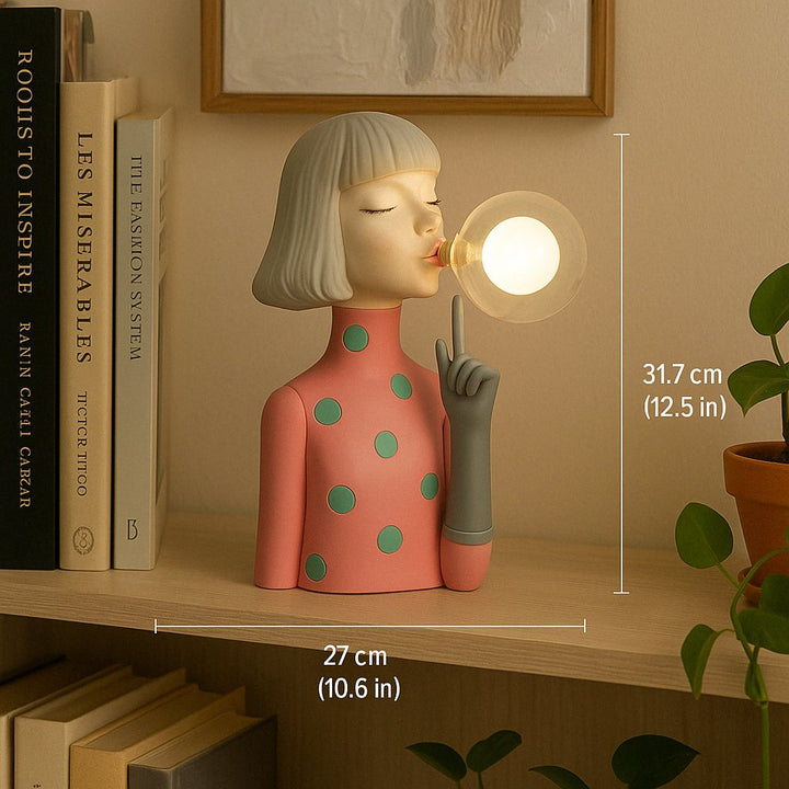 Lámpara de Mesa con Figura Decorativa y Pantalla Esférica