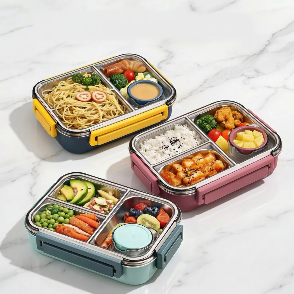 Lonchera Bento con Compartimentos y Recipiente para Salsa