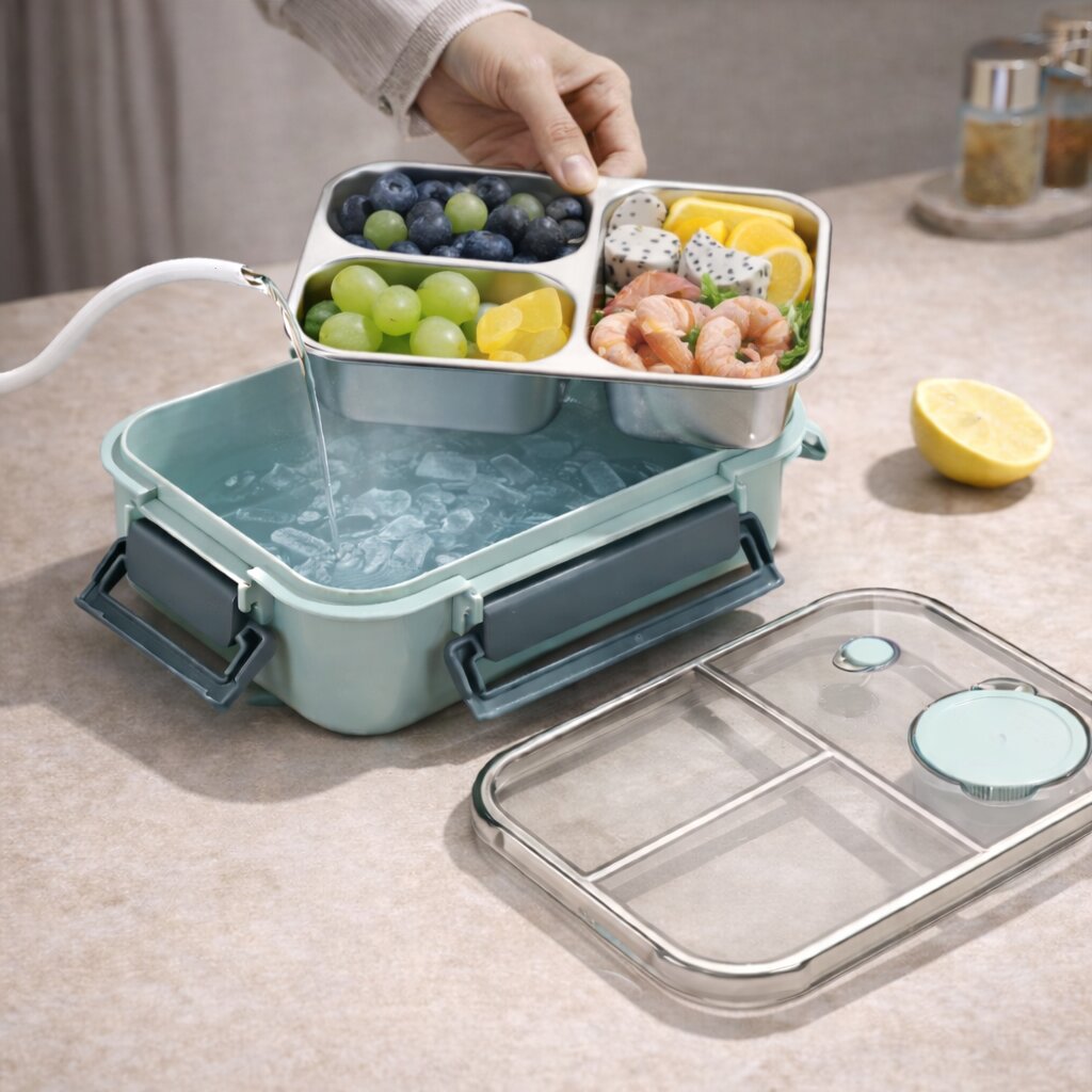 Lonchera Bento con Compartimentos y Recipiente para Salsa