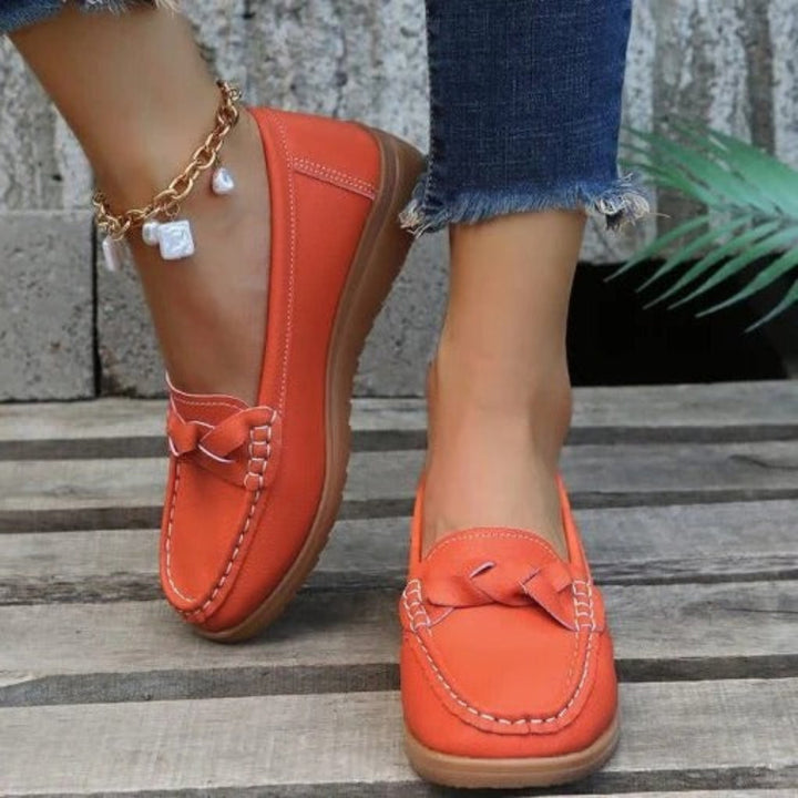 Mocasines sin Cordones para Mujer con Tira Trenzada y Punta Moc