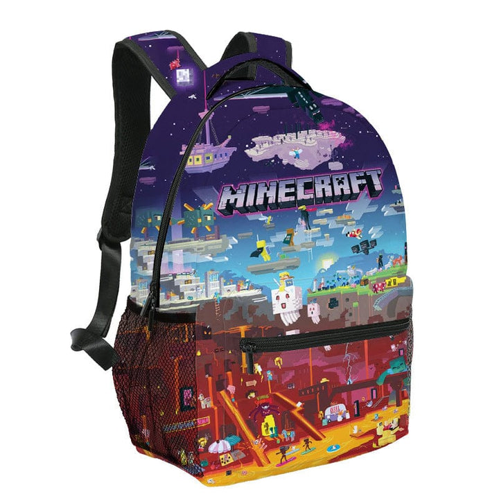 Mochila Infantil con Estampado Pixel y Compartimento para Portátil