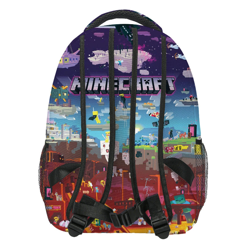Mochila Infantil con Estampado Pixel y Compartimento para Portátil