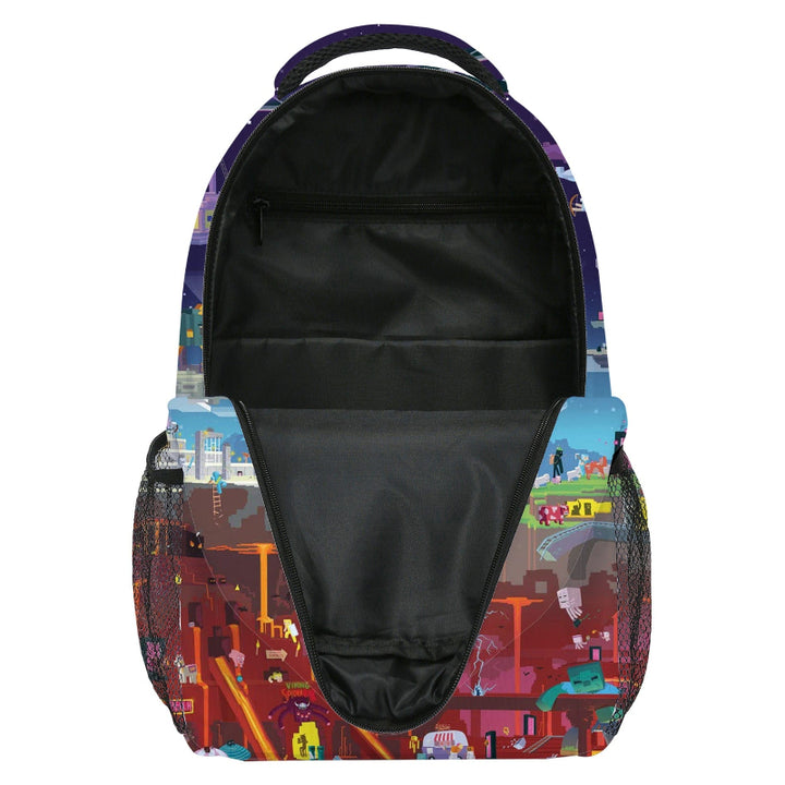 Mochila Infantil con Estampado Pixel y Compartimento para Portátil